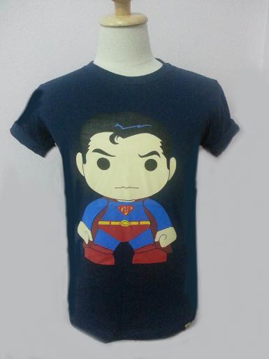 CS004BBเสื้อยืดการ์ตูนลาย superman สีกรม